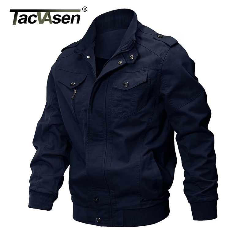 

TACVASEN Military Tactical Jackets Men Autumn Regular Army Bomber Jackets Navy Cotton Cargo Pilot Flight Jacket Windbreaker 6XL