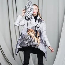 Китайский стиль, пуховик на утином пуху,, зимняя куртка, женский пуховик, женская верхняя одежда, средней длины, пуховик на утином пуху, верхняя одежда, пальто, парка