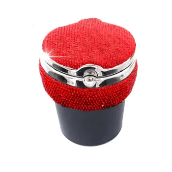 

New Rhinestones Portable Car LED Ashtray With Light Crystal Diamond Led Car Ash Tray Ashtray Storage Smoke Cup