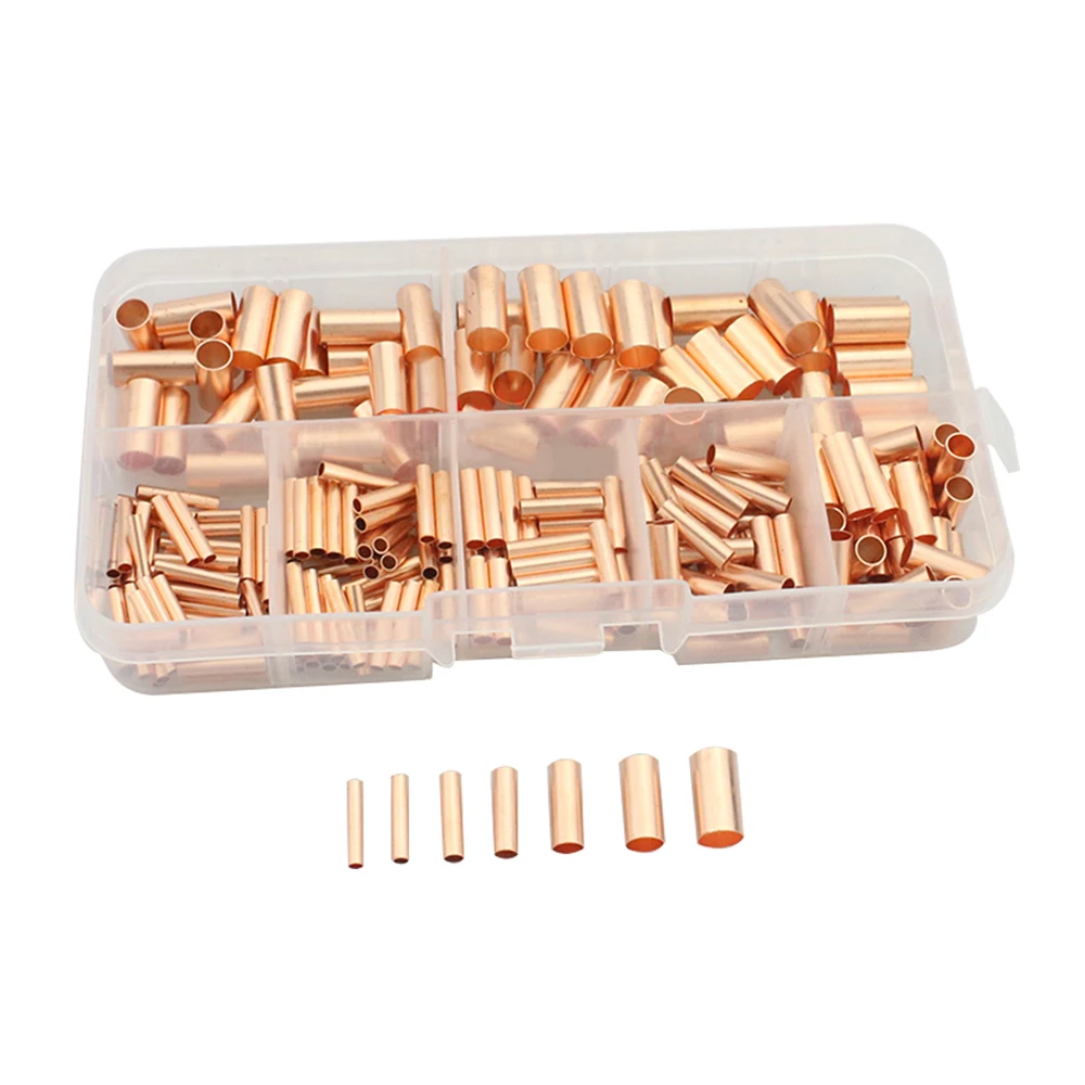 

250PCS Copper Connecting Pipe Wire Joint Small Copper GT Small Copper Tube Copper Connection Tube Wire Connector