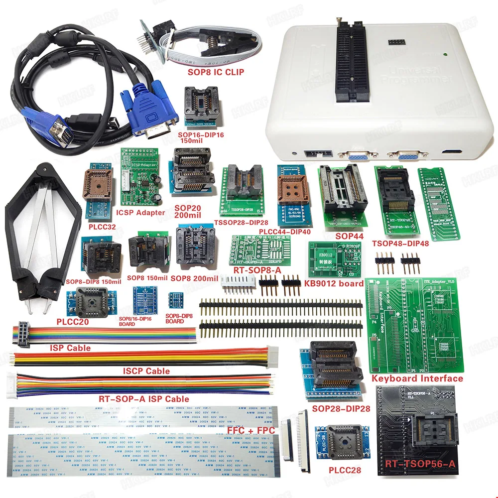 RT809H Универсальный памяти на носителе EMMC-программирование NAND Flash+ 30 Адаптеры+ TSOP48 адаптер+ TSOP56 адаптер+ SOP8 Тесты зажим с кабели
