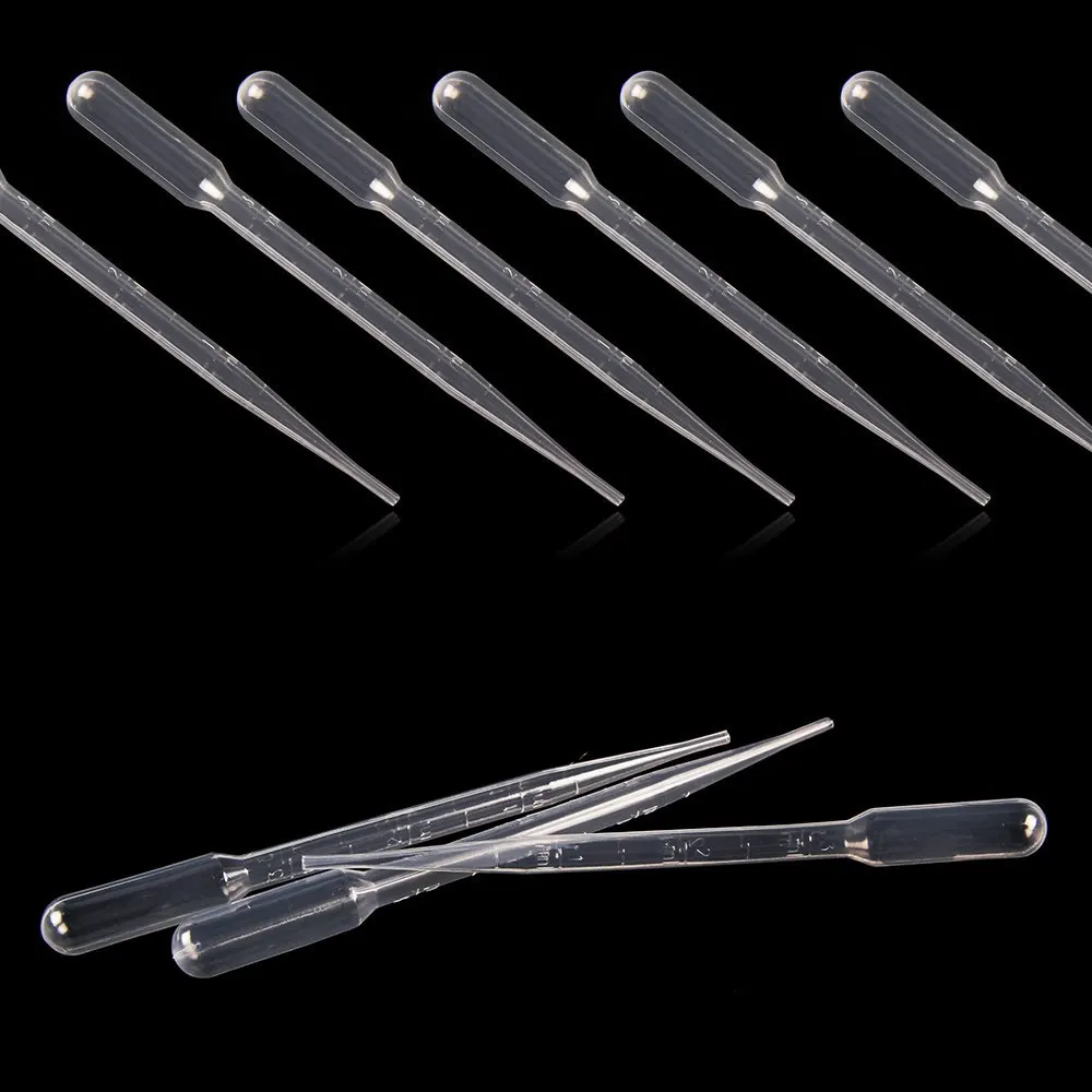 100Pcs 3ML Pipettes en plastique pasteur graduee de transfert jetable