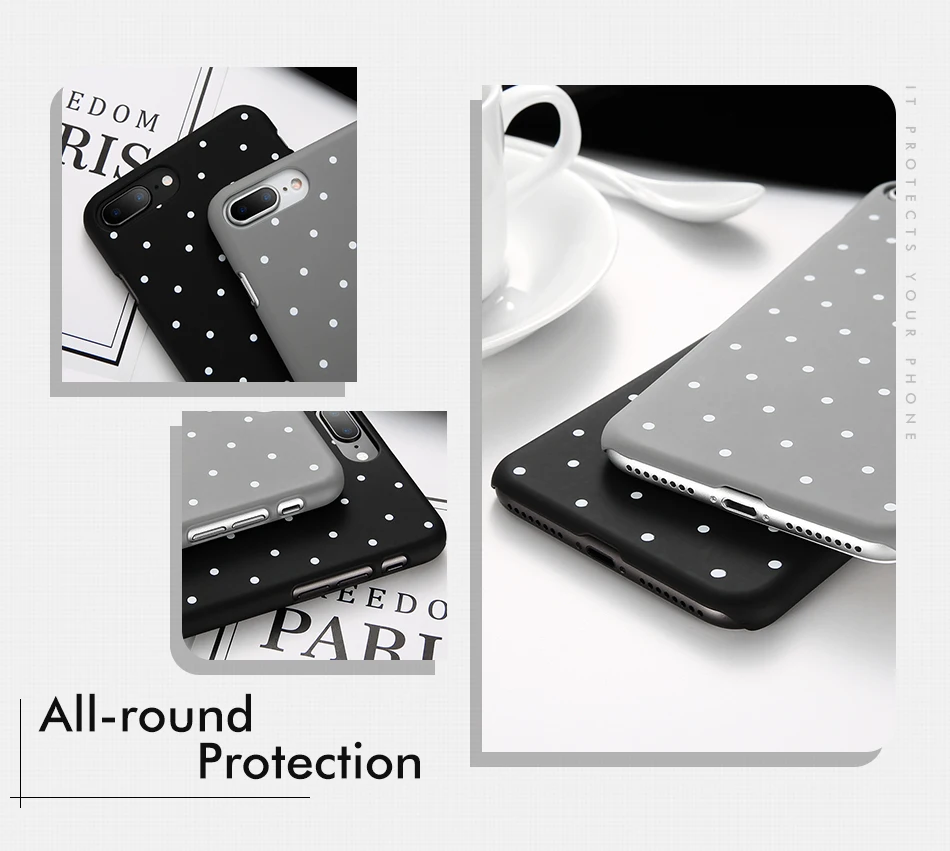 DOEES Spot Pattern Case For iPhone 5 5S SE 6 6S 7 8 Plus X Case Plain Slim Ultra Thin Hard PC Phone Cover For i Phone 6 7 8 10 (3)