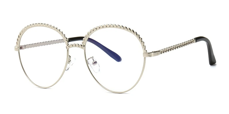 Новые круглые роскошные солнцезащитные очки с цепочкой для мужчин и женщин, модные очки UV400 46147 - Цвет линз: C8 silver clear