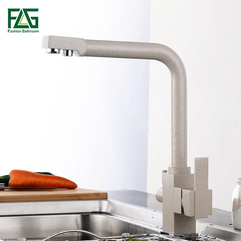 FLG фильтр для воды для кухни Палуба Гора черный смесителя 360 градусов вращения с очистки воды особенности, кухня краны