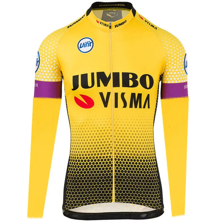 pro team jumbo visma зимняя флисовая велосипедная майка, Мужская теплая велосипедная ткань MTB Ropa Ciclismo, велосипедная Майо гелевая подкладка - Цвет: jersey fleece