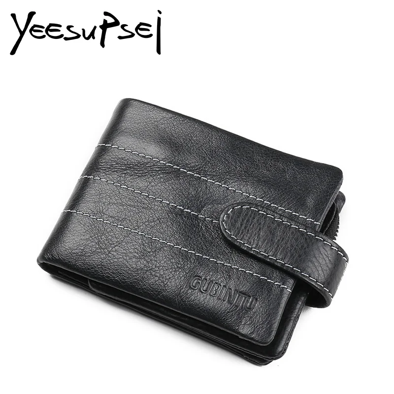 

YeeSupSei Genuine Leather Men Wallet Casual Mini Walet Soft Purse with Photo Holder Card Luxury Brand Hasp Bull Male Money Bags