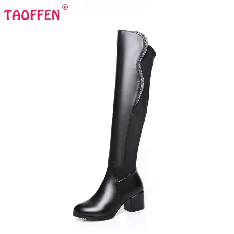 

Free shipping over knee high heel boots women snow fashion winter warm shoes boot P15686 EUR size 34-39