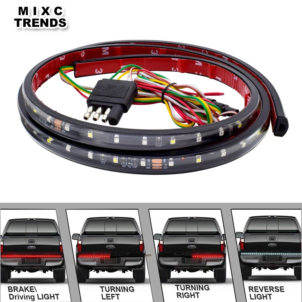 60 Inch 12V Truck Tailgate LED Light Bar Strip Red White Reverse Stop