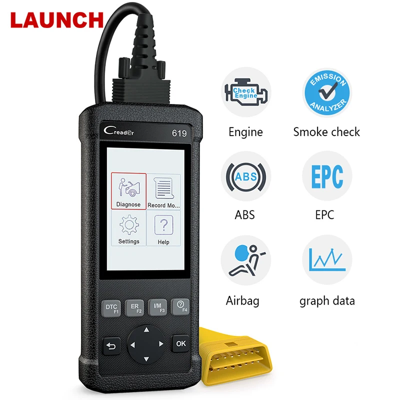 Launch Creader CR619 OBD 2 ODB2 OBD2 сканер двигателя ABS SRS O2 Датчик монитор отдых Автомобильный сканер автомобильный диагностический инструмент