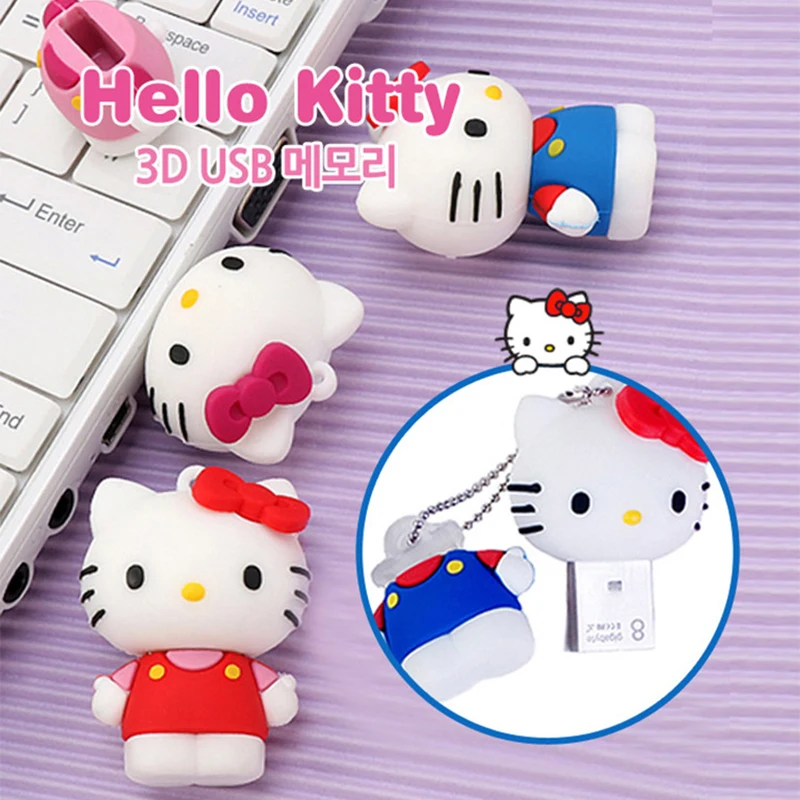 Мультфильм Hell Kitty Флешка 128 ГБ USB флэш 128 Гб 64 ГБ 32 ГБ 16 ГБ 8 ГБ милый флеш-накопитель Memoria USB флэш-диск карта памяти