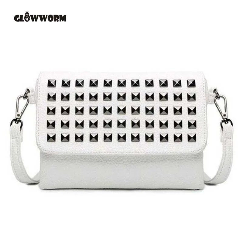 

Rivet white crossbody bags women messenger bag influx of Europe and America new fashion shoulder bag cx133