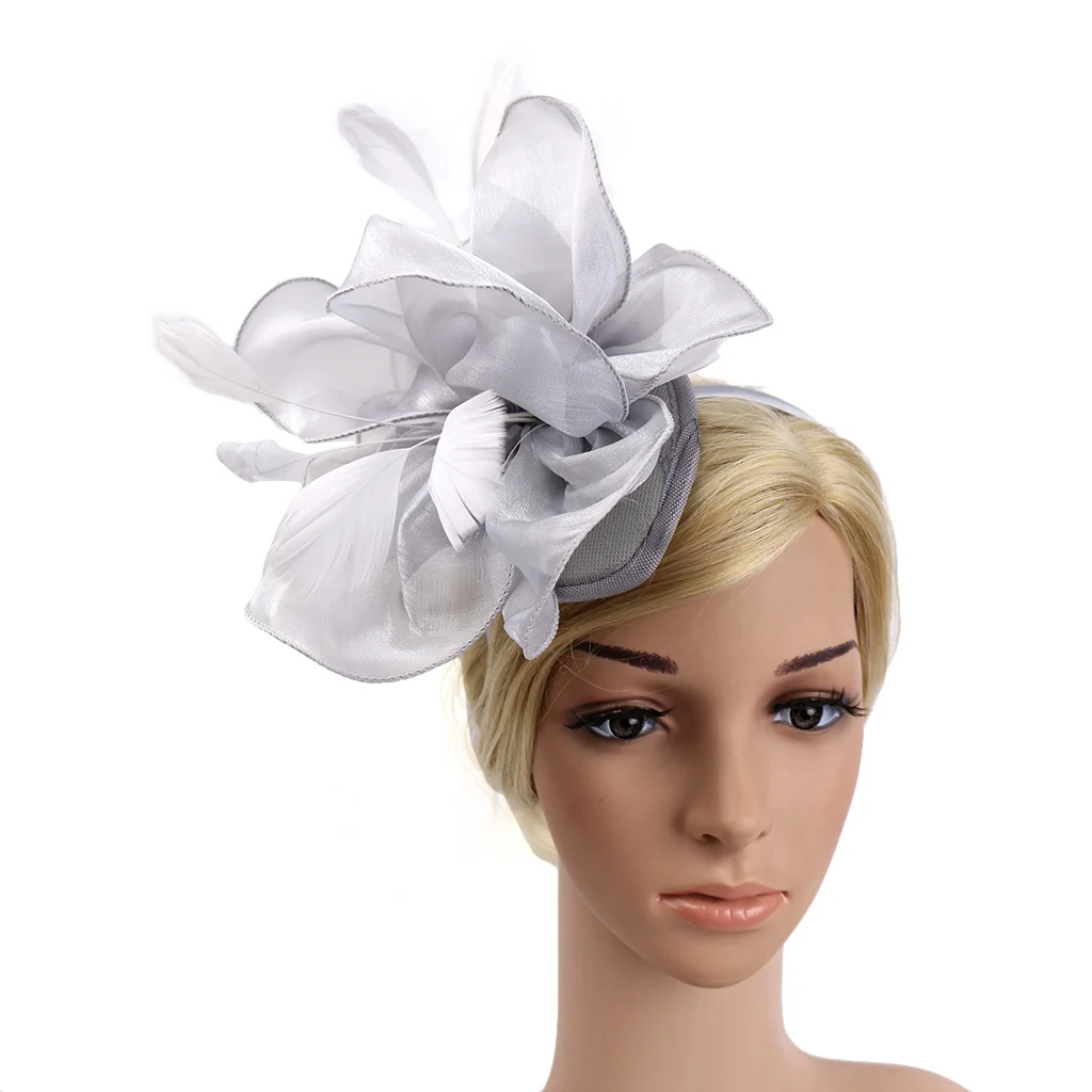 Новое модное женское украшение для волос в виде цветка шляпа 1920s Gatsby Свадебная повязка женские привлекательные аксессуары для волос Вечерние - Цвет: Gray