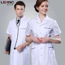 Бренд LEHNO Мужская медицинская одежда белое пальто летние с коротким рукавом мужская униформа медсестры лабораторная Рабочая одежда