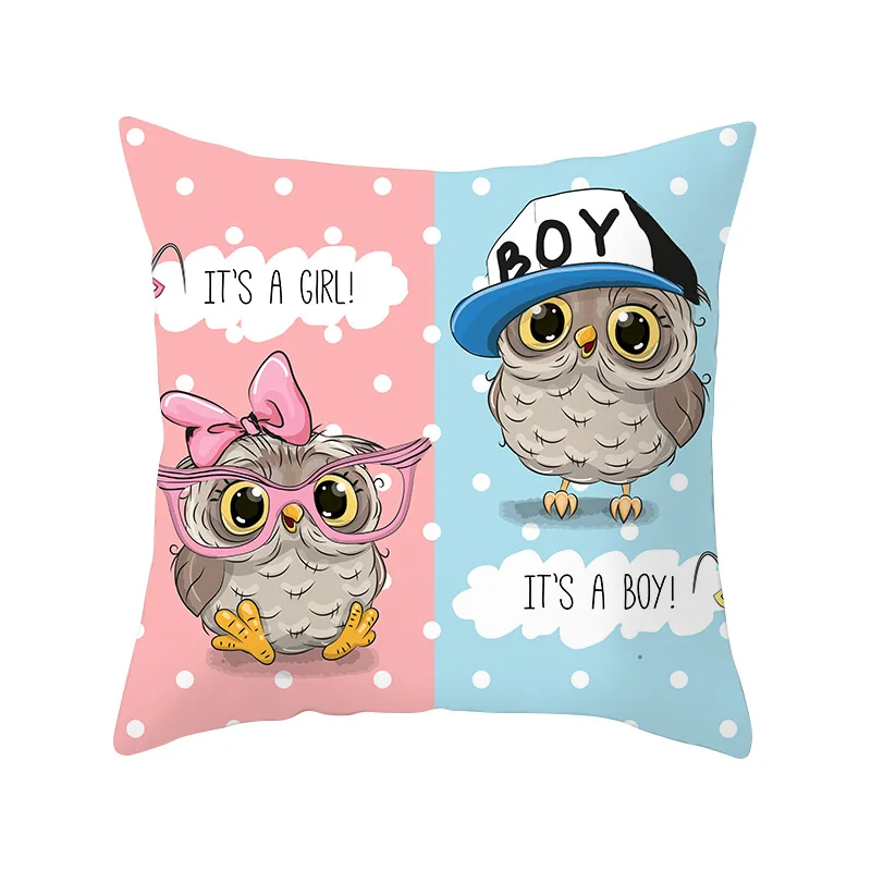Cute Animals Lion Owl Cushion Cover Baby Shower Square Christmas Pillow Cases Cojines Decorativos Para Sofa  Couch Pillows