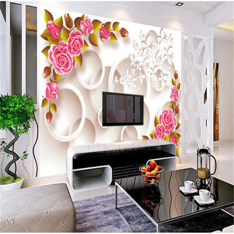 Warm stylish Rose Modern Luxury wallpaper 3D wall mural papel de parede floral photo wall paper ceiling murals photo wallpaper