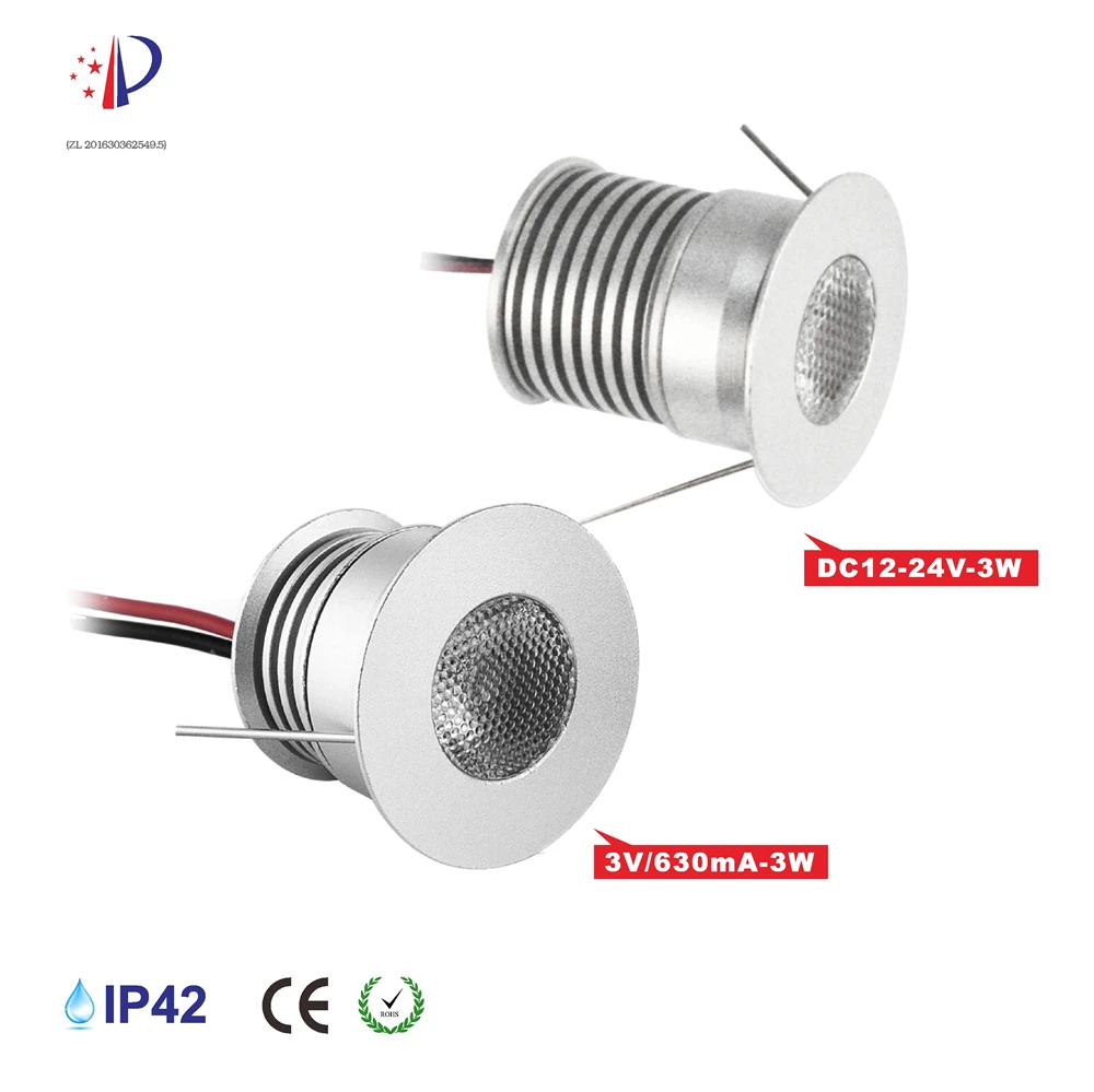 

Super Bright 3W LED Spotlight With Cree Chip DC12V-24V/3V Input 30mm Cutout Recessed DownLight Cabinet Lighting 9pcs CE list