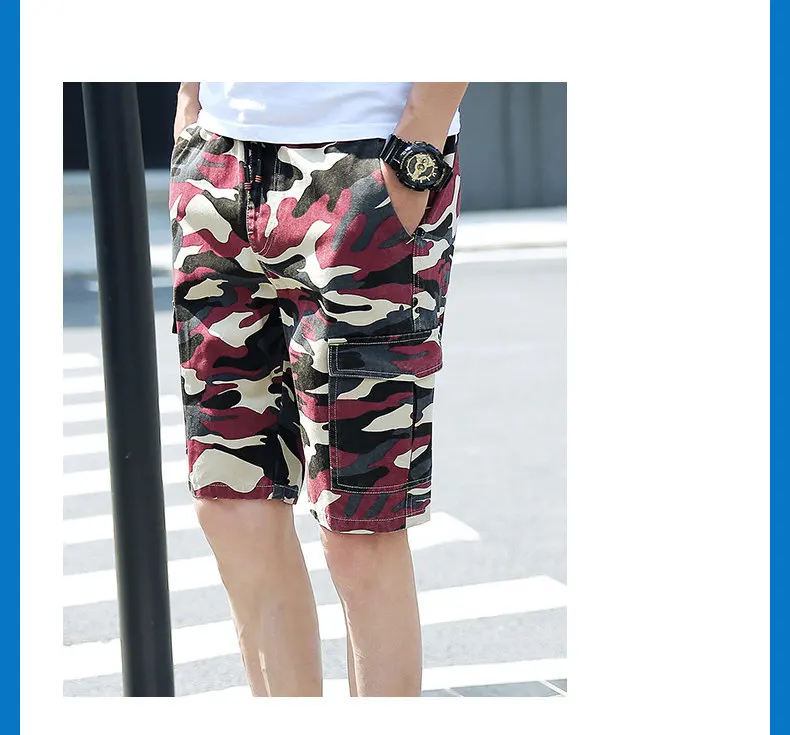 100% Cotton Shorts Men Summer Camouflage Sports Shorts Quality Beach Male Short Pants Breathable Fashion Plus Size Boardshorts 07