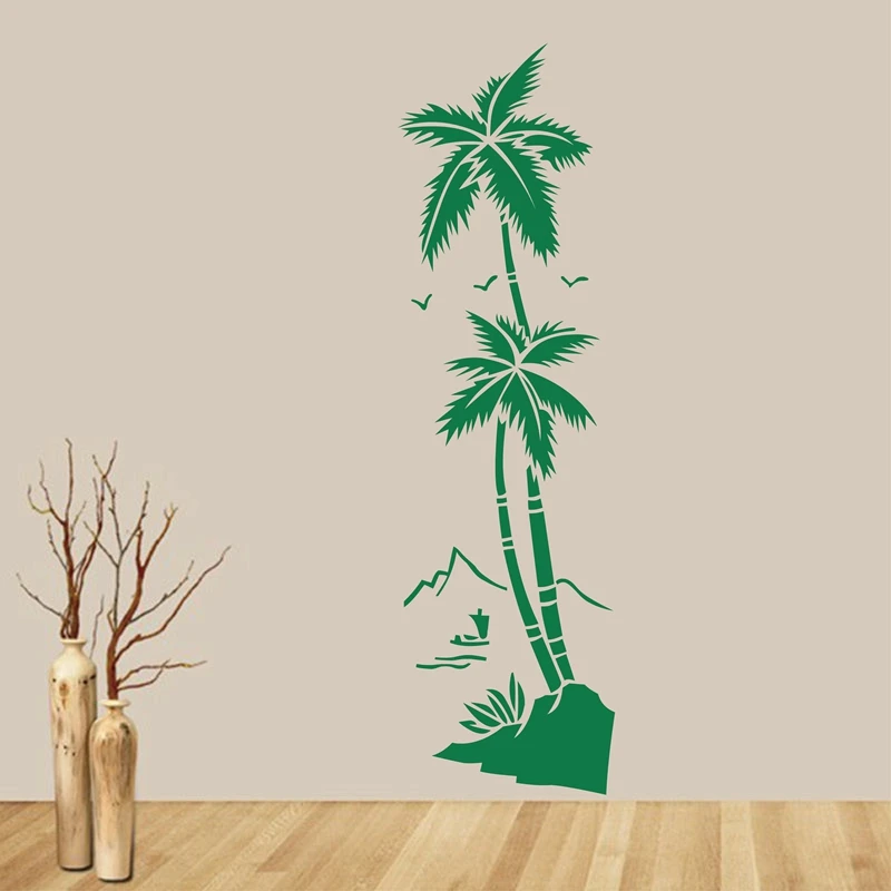 비치 코코넛 나무 방수 비닐 데칼 스티커 홀 욕실 - 가정 장식