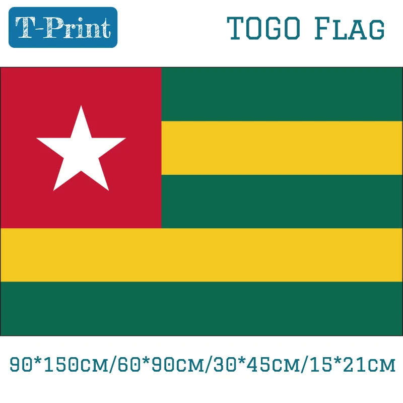 90 150cm 60 90cm 40 60cm flying flag 15 21cm hand flag republic of equatorial guinea national flag 3x5ft printed banners Togo National Flag 90*150cm/60*90cm/15*21cm 40*60cm Car Flag For Decoration