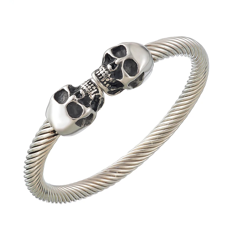 

FUNIQUE 2018 Stainless Steel Bracelet Men Punk Silver Gold Color Skull Magnetic Bracelet Men Gothic Bracelet&Bangles Jewelry