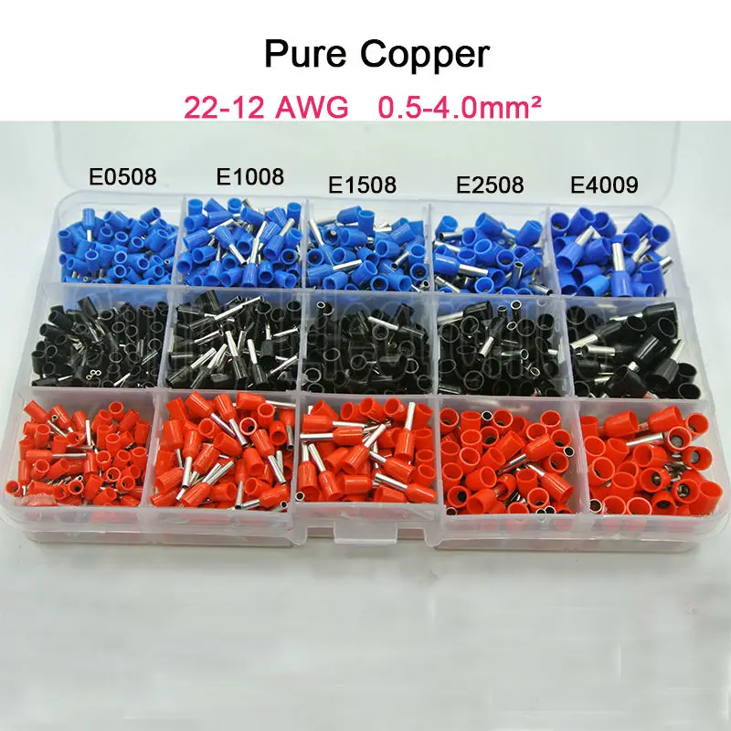Wire Copper Crimp Connector Insulated Cord Pin End Terminal Various Color /& Type