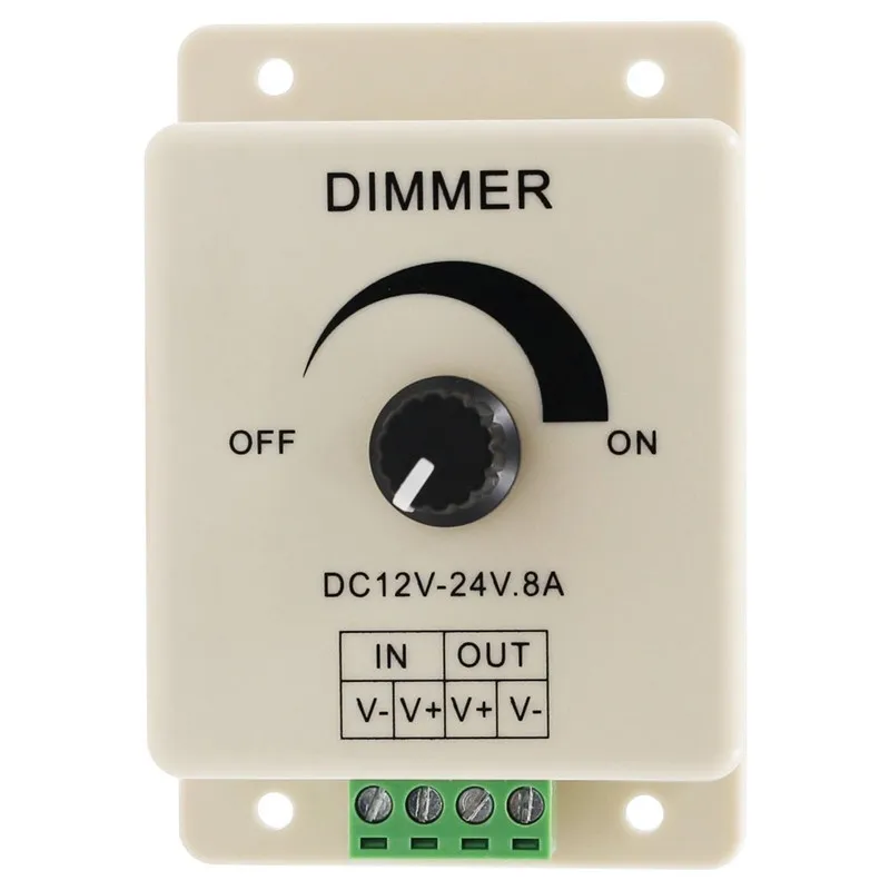 LED Dimmer Switch 12-24V 8A Adjustable Brightness Lamp Strip Driver Single Color Light Power Supply Controller