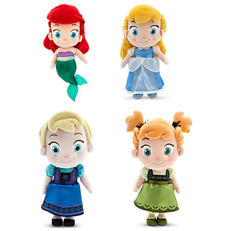 

2016 New Toddler Ariel Cinderella Plush Mermail Snow Baby Little Mermaid Plush Toys Doll Queen Princess Kids Gift 30cm