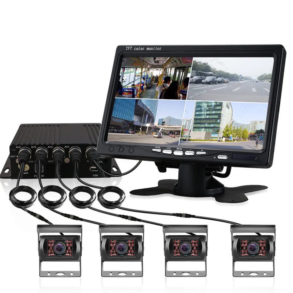 

19Truck Car Monitoring Recording System 360 Degree Night Vision Waterproof HD Playback Bus SD Card 4 Road Driving Video Recorder