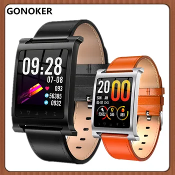 

Fashion Smart Watch Leather Band with Heart Rate Blood Pressure Sports Fitness Tracker Men Women Smartwatch for iOS Android