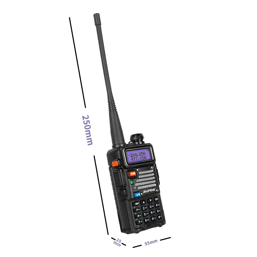 Baofeng UV 5RX3 трехдиапазонная 136 174/220 225/400 520 + 2x антенна 5 Вт трехцветный ЖК дисплей