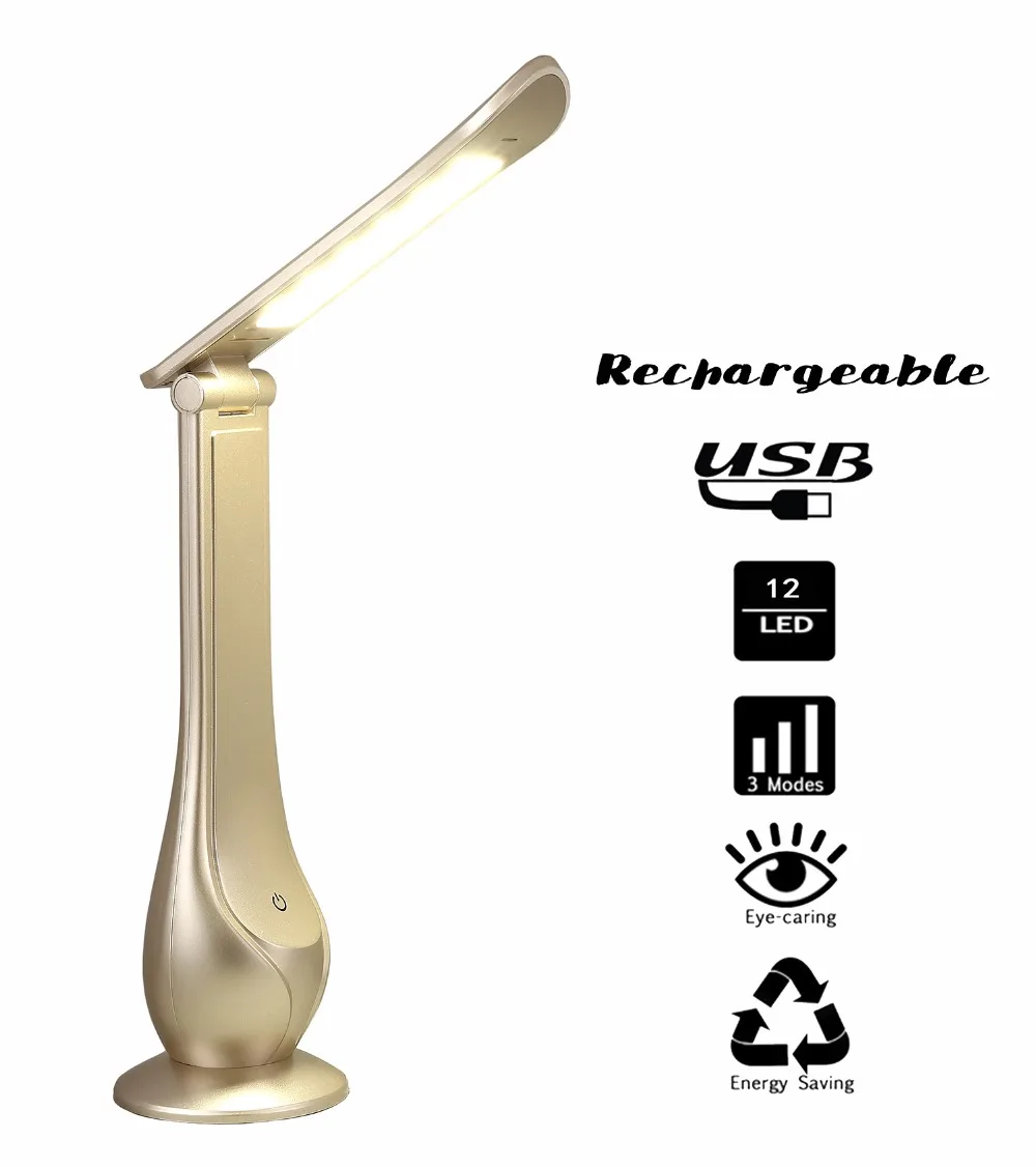 

Ganeed 4W Rechargeable ABS Material LED Table Lamp Portable Touch-Sensitive Control Dimmable LED Desk Book Reading Light