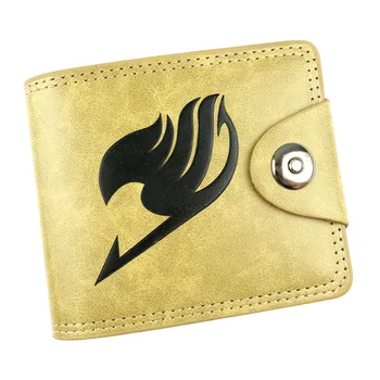 

Anime Fairy Tail Leather Short Purse Embossing LOGO Casual Men Women Wallets Dollar Price Card Holder Zipper Coin Pocket Wallet