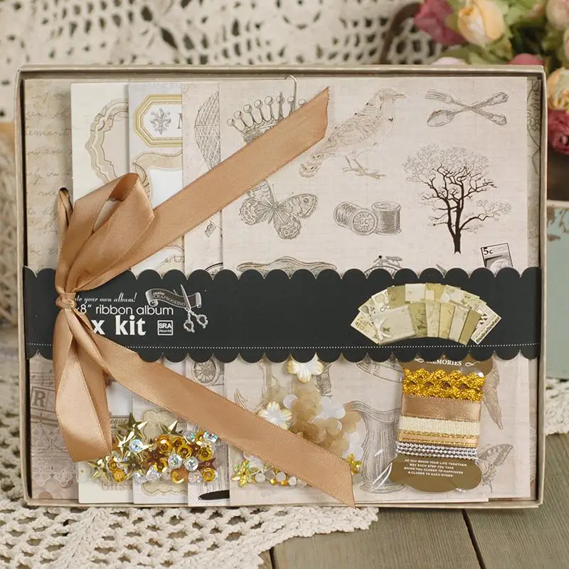 Buy 8" vintage ribbon scrapbook album kit,classic