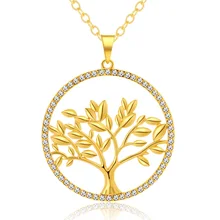 

SONYA New Large Round Crystal Tree Of Life Pendant Necklace For Women Silver/Gold Color Wedding Valentines Day Jewelry Bijoux