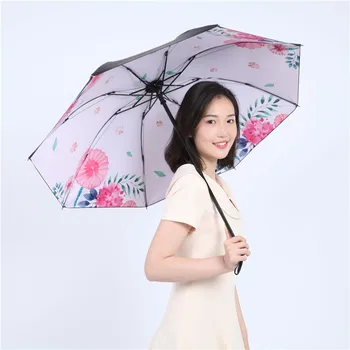 

3D Flower Quality Folding Umbrella For Women Brand Travel Anti-UV Windproof Rain Flower Modish Female Sun Girl Parasol Umbrellas