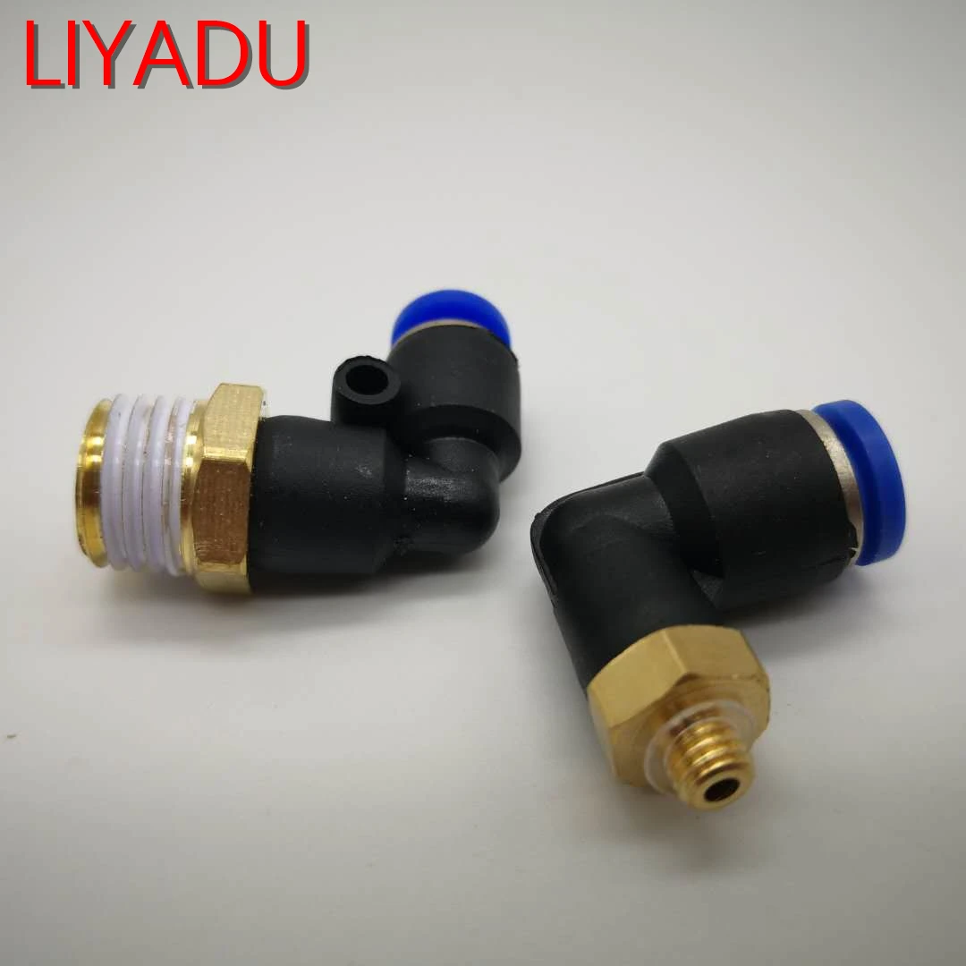 

10pcs PL4-01 Pneumatic connector L Shape PL OD 4mm Hose Tube -M5 M6 1/8 BSPT Thread Air Elbow quick coupling Fitting