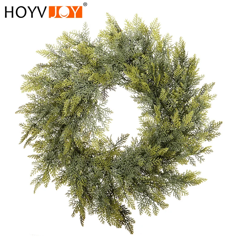 

HOYVJOY Farmhouse Decor PE Cypress Leaf Garland Christmas Garland Door Decoration Home/office/shopping Artificial Wreath