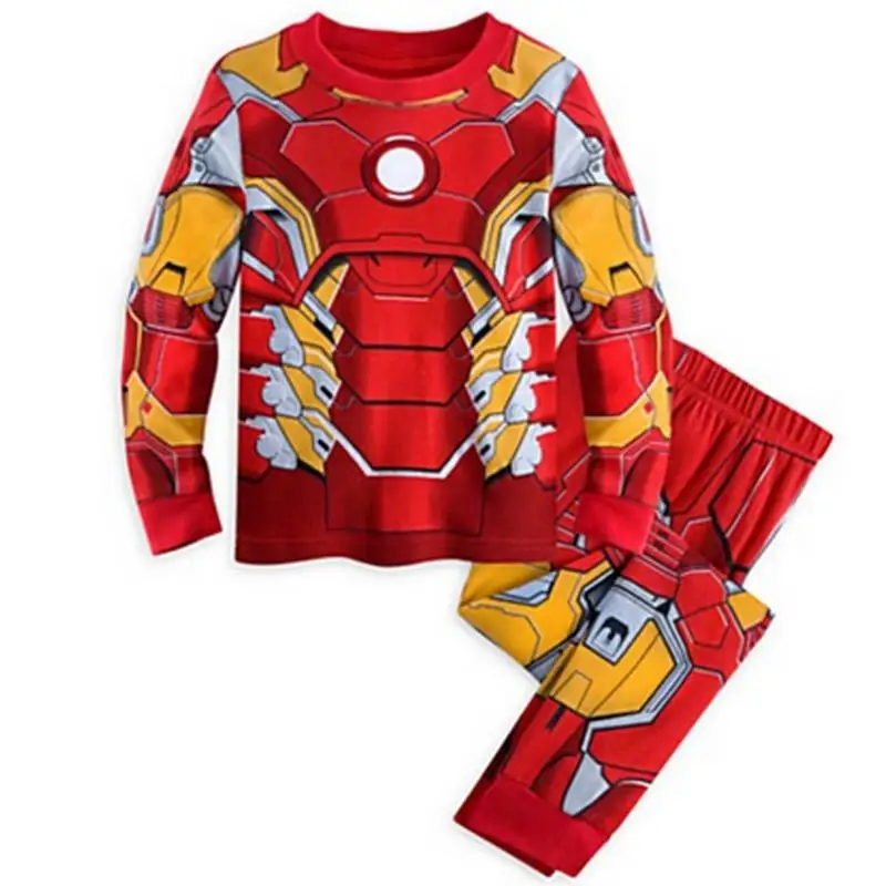 В году, весенне-осенний Пижамный костюм с длинными рукавами для мальчиков: Мстители, супергерои Марвел, Железный человек, Капитан Америка, Человек-паук от 1 до 7 лет