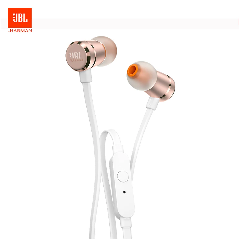 Orange Flat Wire Tangle Free Ear Buds with Mic Volume Control