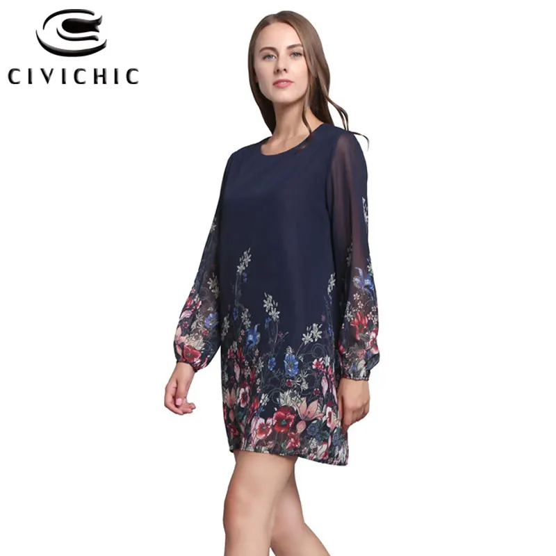 

CIVI CHIC Thin Flower Printing Casual Dress Long Sleeve Robe Ete 2018 Femme Strand Jurkjes Sexy Perspective Beach Sundress DRS10