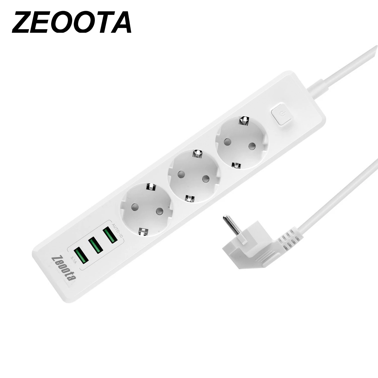 

Power Strip with 3 USB Ports 5V/3.1A 2500W,1.8M Multiple Power Sockets,Switch Function Power Sockets for Smartphones Tablets