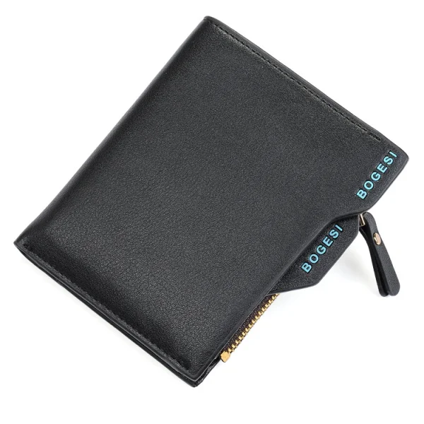 Роскошный дизайнерский портфель от известного бренда Bogesi Perse, Короткий Мужской кошелек, кошелек для монет, мужская кожаная сумка для денег, Walet Cuzdan Portomonee - Цвет: black