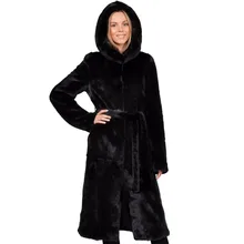 2016 New Arrival Black overcoat Thick Warm Hooded Fur Coat Women’s Luxury Quality Faux Rabbit Fur Coat Parka long jackt