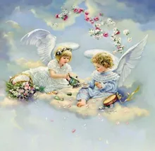 New 2016 100% Print  /China Cross Stitch Kit Embroidery Cross-stitch Set Two Angels Drink Tea Lovely Beby 58*57 cm