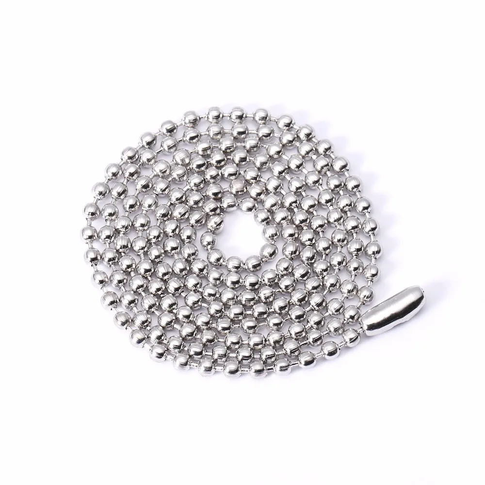 

2 Pcs/Lot High Quality Silver Ball Bead Necklace 2mm*60cm Alloy Round Beads Long Chain Necklaces For Men Women Fashion Jewelry