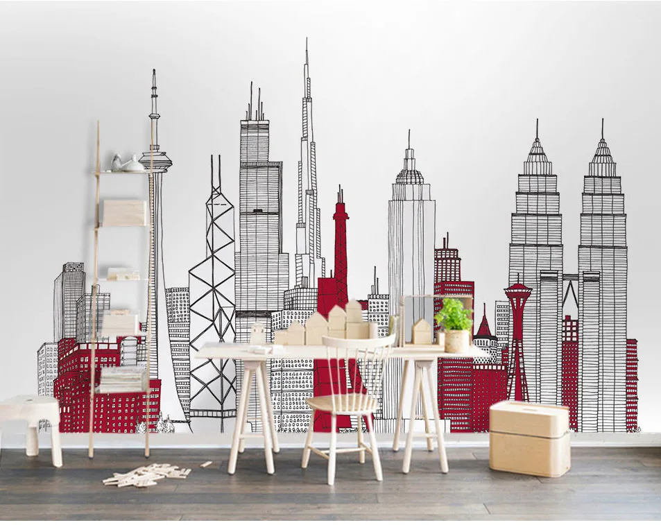 

Hand-paint 8d Large Papel Murals City Building Wallpaper Murals for office Living Room Sofa Background 3d Wall Mural Wall paper
