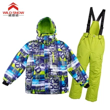 Детский лыжный костюм водонепроницаемая ветрозащитная лыжная куртка и штаны зимние брюки для мальчиков и девочек детский лыжный костюм для сноуборда s