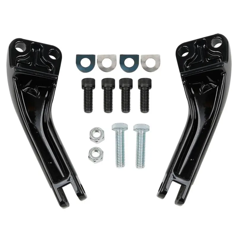 Motorcycle Golssy Footpegs Black Passenger Foot Peg Support Kit For