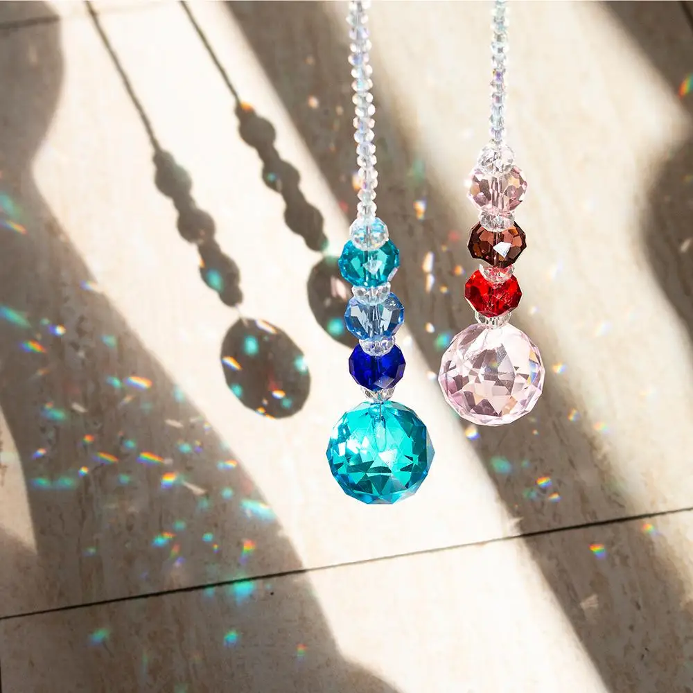 

H&D 2pcs Chandelier Crystal Ball Prisms Suncatcher Window Hanging Ornament Rainbow Maker Collectible Gift Christmas Home Decor